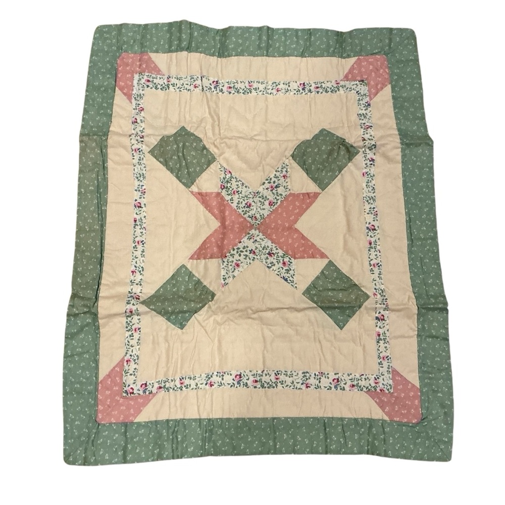 Vintage hand made southwest quilted one standard sham grannycore floral 20x26